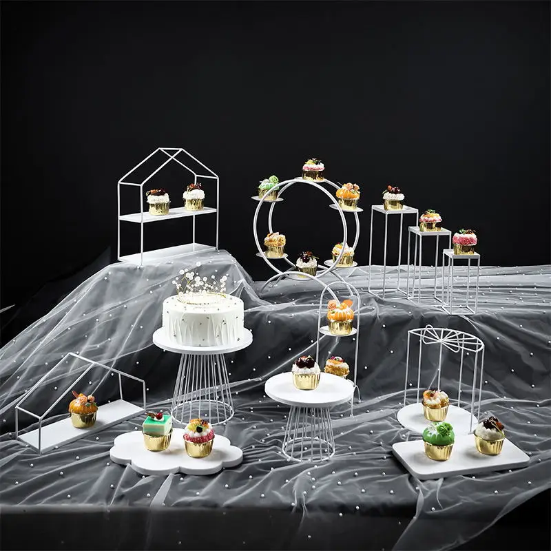 Metal European Stable Dessert Table Cake Topper Display Stand Tray Hand-welded Cold Meal Tea Break Cupcake Rack Home Decoration
