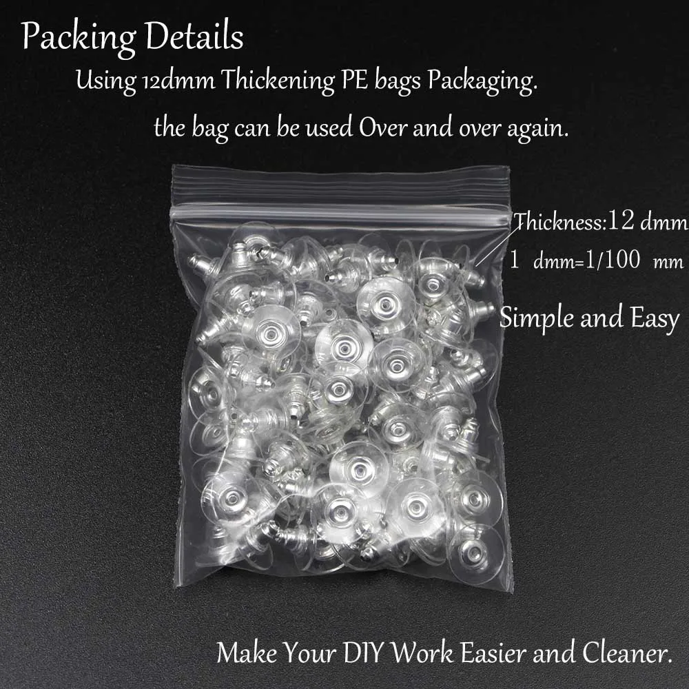Earring Stoppers Gold Post Nuts Silicon Stud 100pcs/lot for Jewelry Making