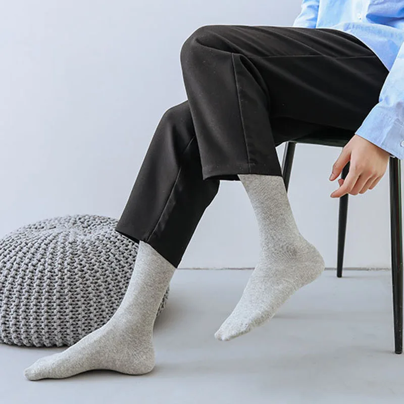 Cotton socks casual socks breathable socks solid color socks Men's Cotton Knee-high Socks Breathable Comfortable Casual Solid Color Soft Male Sox Sweat-absorbing