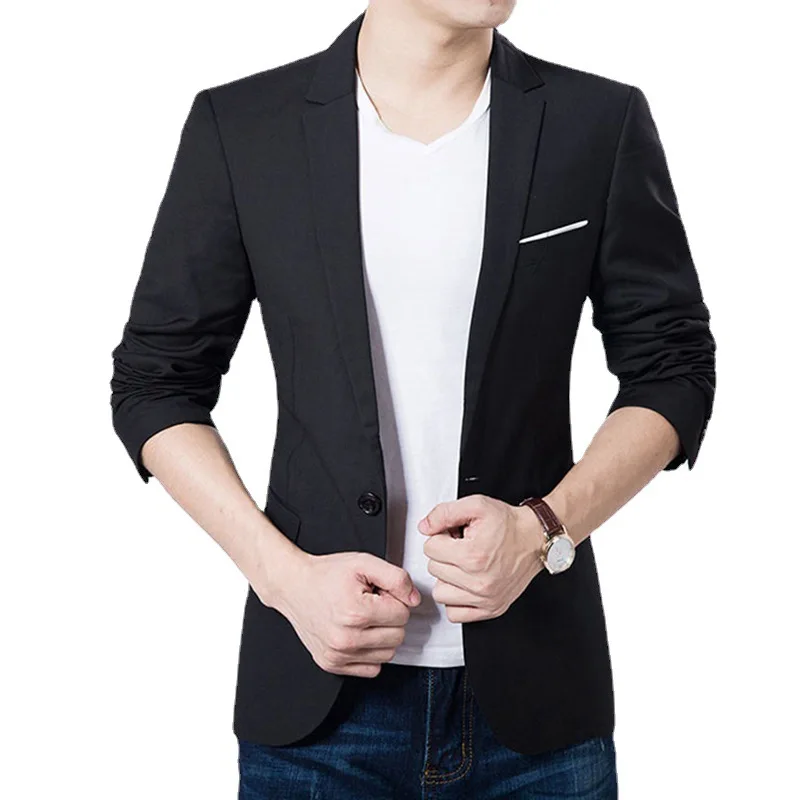 Summer Thin Blazer for Man New Solid Color Versatile Slim Lapel Handsome Suit Jacket Male