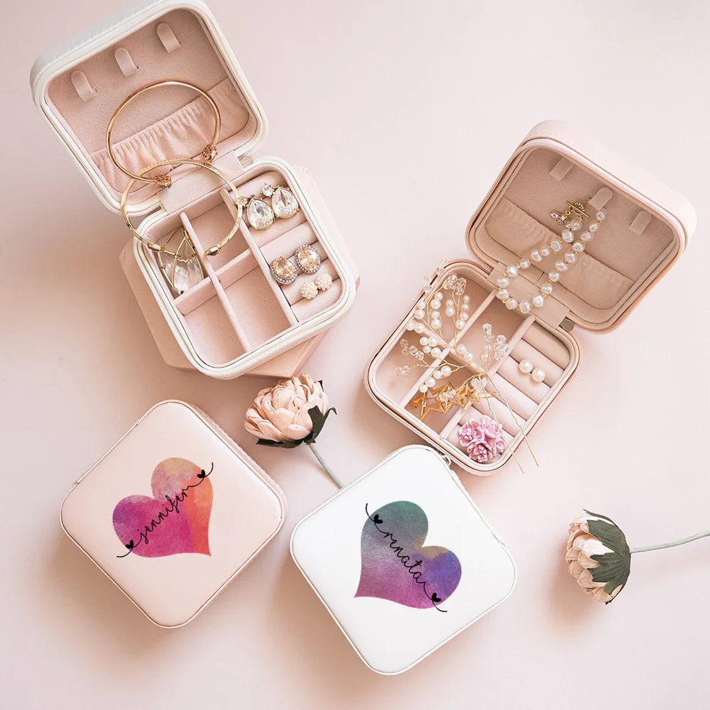 

Personalized Girls Jewellery Box Custom Love Hearts with Name Jewelry Case Valentines Day Christmas Gift for Her Jewellery Boxes