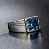 Explosive Blue Diamond Steel Color Men's and Women's Couple Zirconia Ring Fashion Jewelry 4