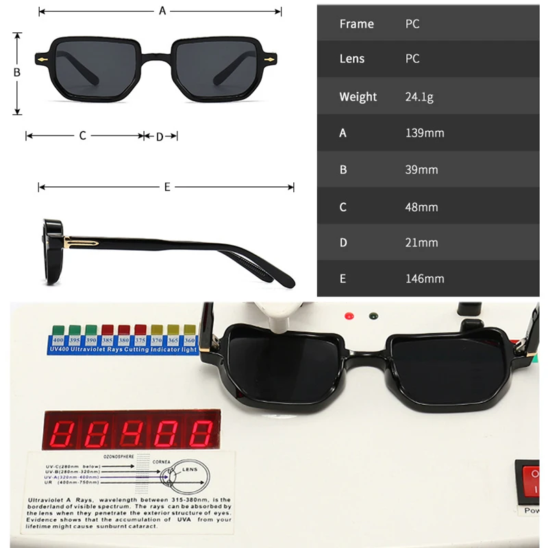 SHAUNA Ins Popular Fashion Rectangle Sunglasses Women Shades UV400 Retro Gradient Men Square Trending Rivets Sun Glasses_voghion.com
