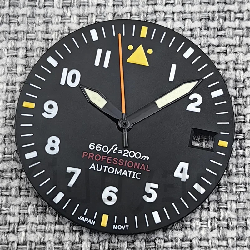 Pilot Style Black Watch Dial and Hand Sets with C3 Green Luminous - 29mm Watch Accessory