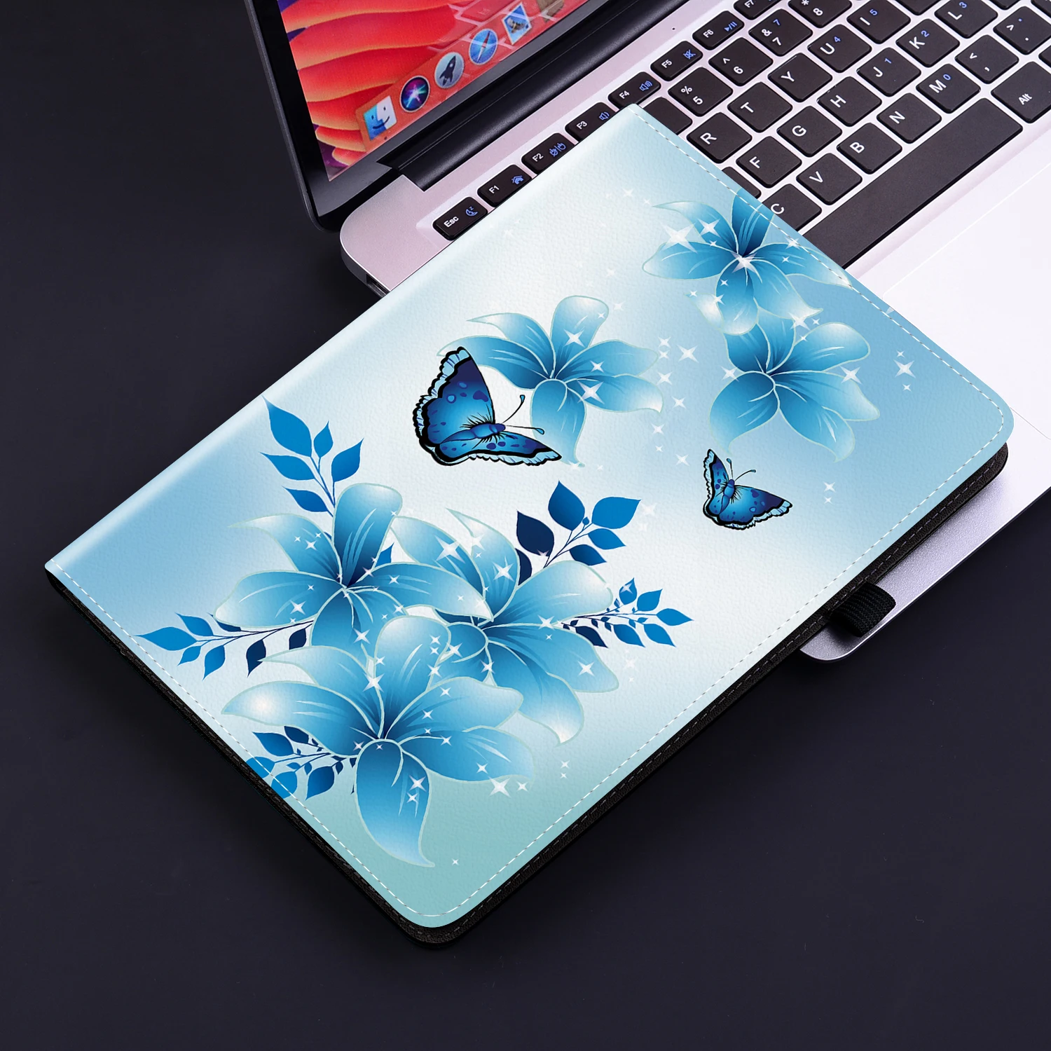 Vibrant Patterned Leather Stand Wallet Tablet Case - 11.5 Inch