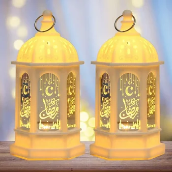 EID LED Storm Lantern Muslim Ramadan Lantern Decor Ornament EID Mubarak LED Festival Night Light 1