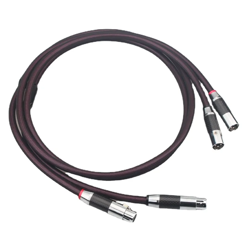 

HiFi Audio Cable 4N Pure Silver XLR Balance Cable Carbon Fiber XLR Plug Cord for Amplifier Cd Player