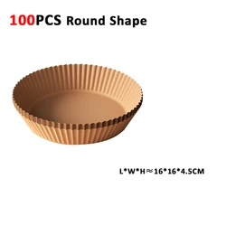Eco - Friendly Non - Stick Air Fryer Liners - 100 Disposable Parchment Sheets (100PCS Round)