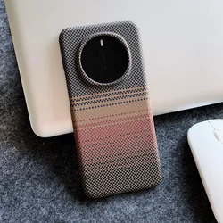 Luxury Carbon Fiber Matte Phone Case - Magnetic Shockproof Back Cover - Honor Magic 6Pro (Sunset Gold)