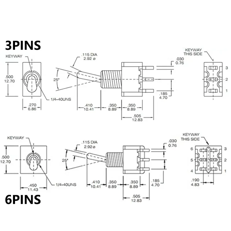 Toggle Switch 10pcs MTS-102 103 MTS-202 203 Toggle Switch 6A 125VAC on on SPDT 6mm Mini Switch DPDT off Waterproof Cap