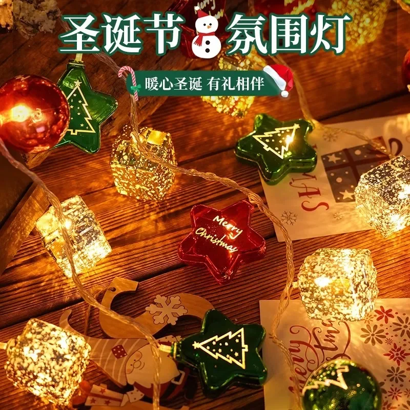 Christmas Light String Santa Cluas Candy Cane Snowman Lamp Xmas Tree Light Strings Hanging Ornaments Merry Christmas Decor 2025