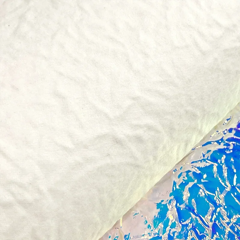 Decorative PU Leather Fabric Laser Hand Print Artificial Cosmetic Bag Fabric Rainbow Pressed Leather Handbag Material