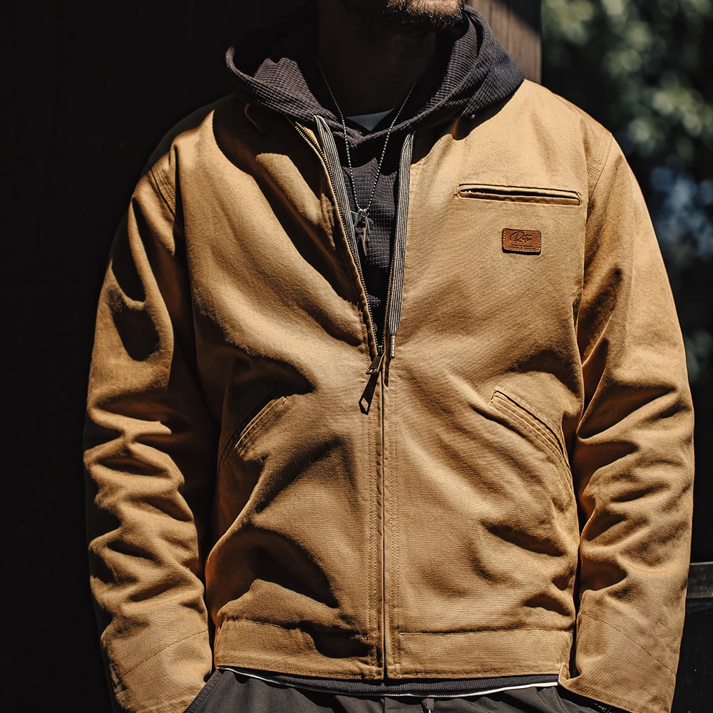 Maden Vintage Detroit Hunting Jackets Men J001 Turn-down Collar Coats Heavyweight Cotton Jacket Multi-Pocket Casual Clothes 4