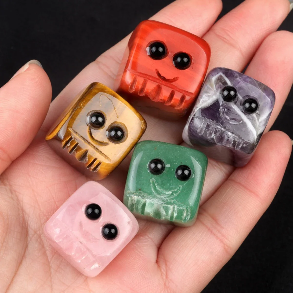 8PCS Healing Natural Amethyst Mini Cute Square Energy Degaussing Ornaments For Home Decor Reiki Sodalite Stone Small Gift