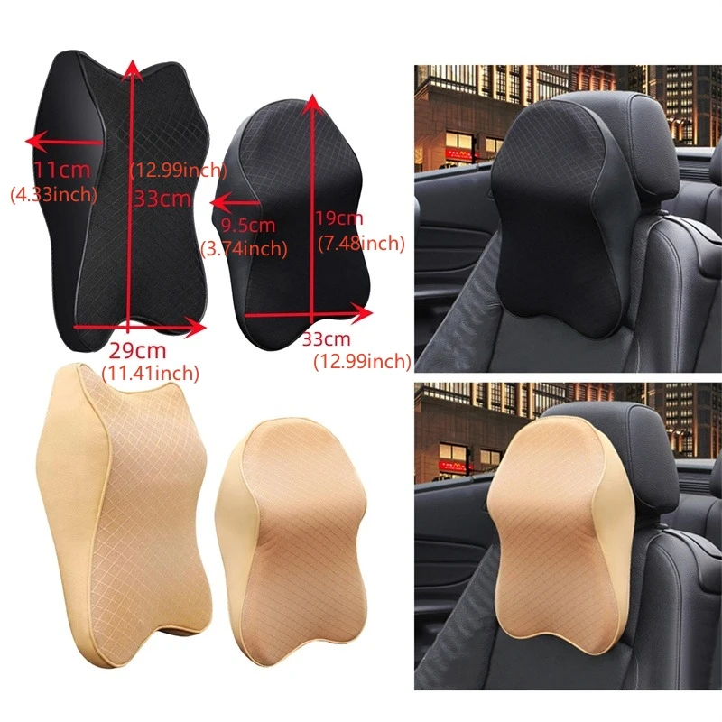 Breathable Car Headrest Seat Cushion Memory Foam Pillow Head