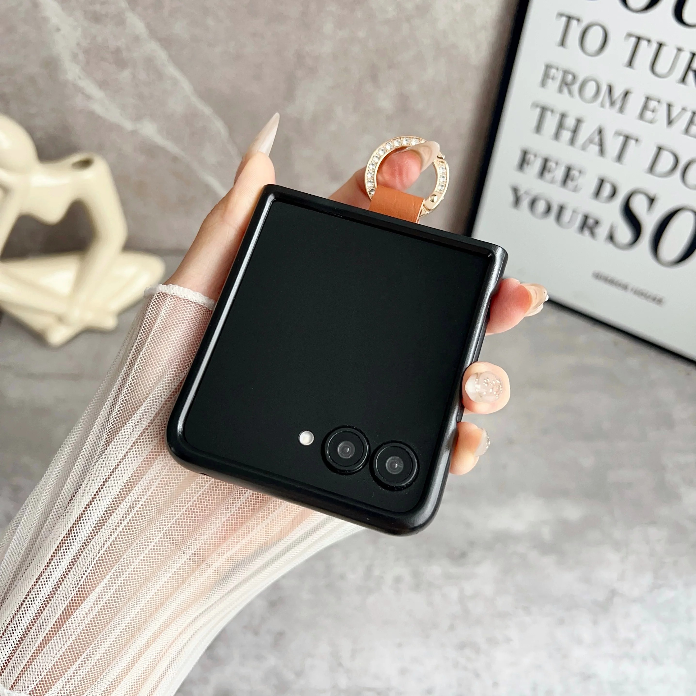 Elegant Fashion Leather Slim Case with Ring Bracket - Shockproof Cover