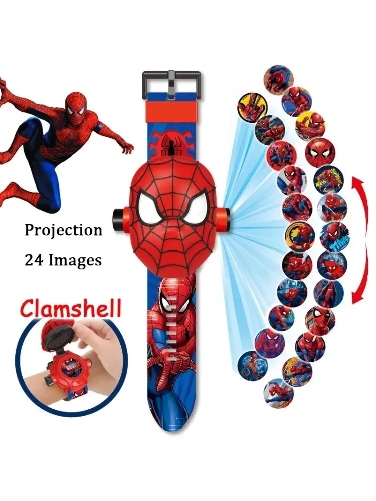 Анімаційний герой Дитячий годинник 3D-проекція Стерео Мультфільм Людина-павук Залізна людина Халк Цифровий годинник Подарунок для дітей цільний