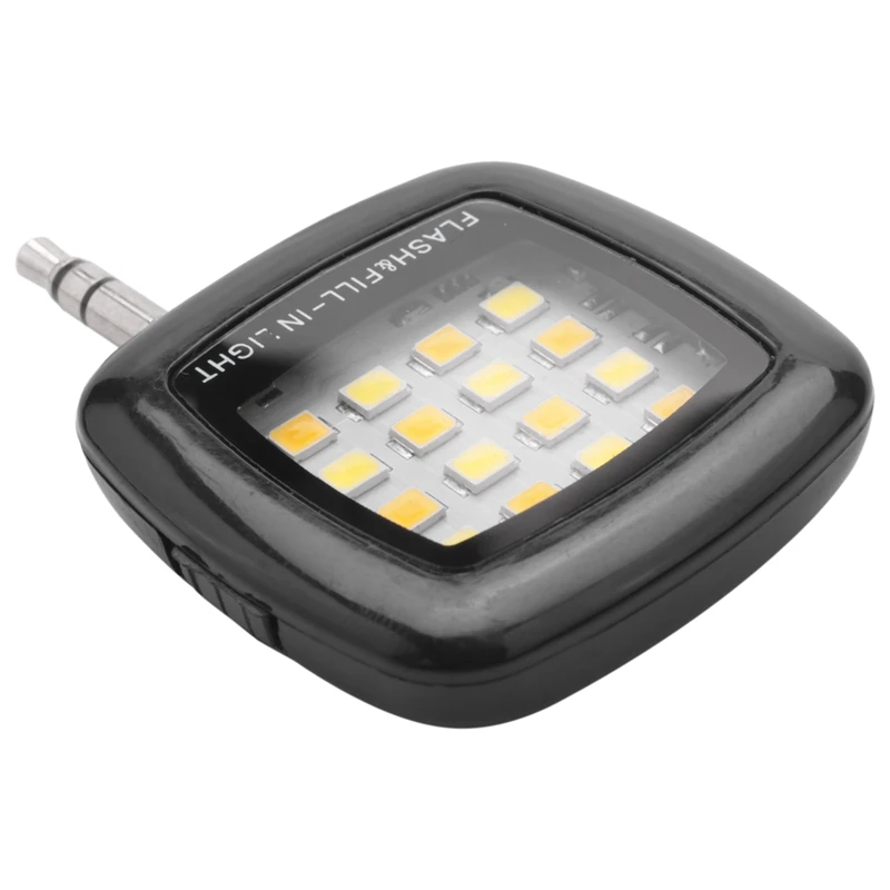스마트 셀카 16 LED 카메라 플래시 필 라이트, 휴대폰 블랙, 3.5mm, 3 개