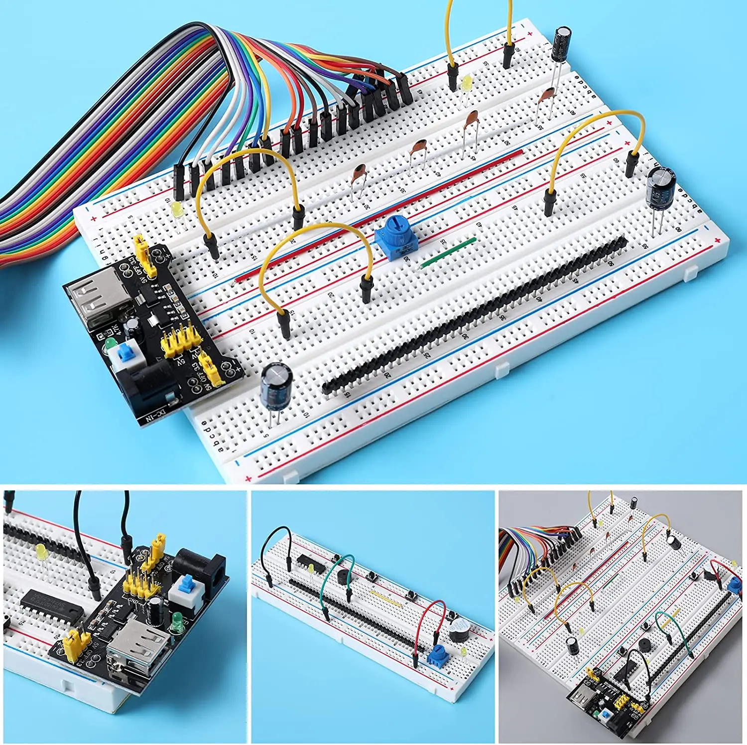 NEW MB-102 MB102 Breadboard 400 830 Point Solderless PCB Bread Board Jumper Wire Dupont Line Test Develop DIY for Arduino kit