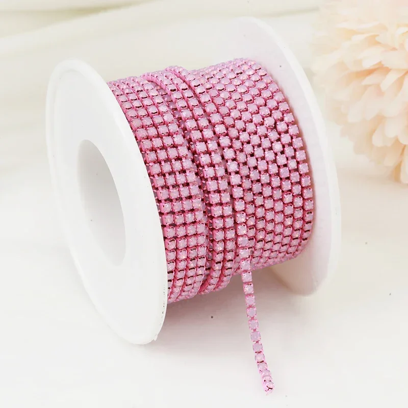 Vibrant Rhinestone Cup Chain with Colorful Base - Luxurious Sewing and Apparel Accessory