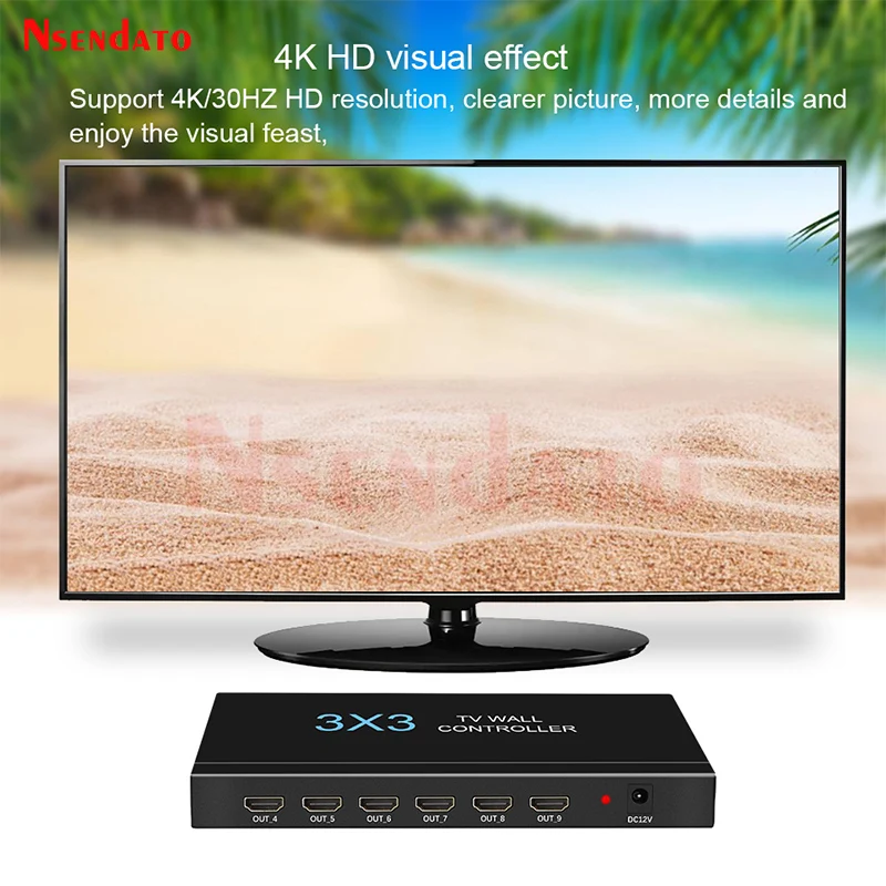 3x3 HDMI Video Wall Controller 4k HDMI TV Video Wall Controller Processor 2x2 2x3 2x4 3x2 4x1 4x2 9 Way HDMI Screen TV Splicer