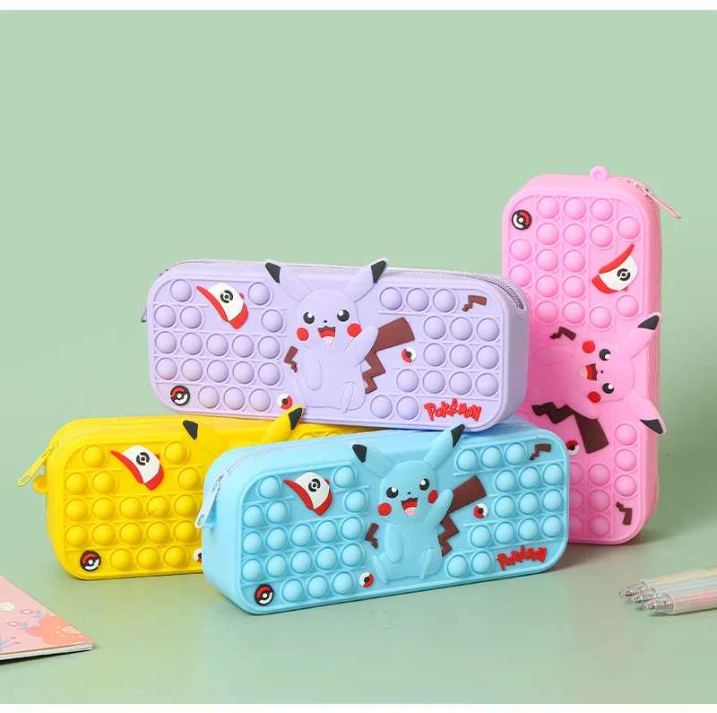 POT A CRAYON,WHITE--Trousse à Crayons En Silicone Chat Kawaii, 1 Pièce-lot, Sac De Papeterie à