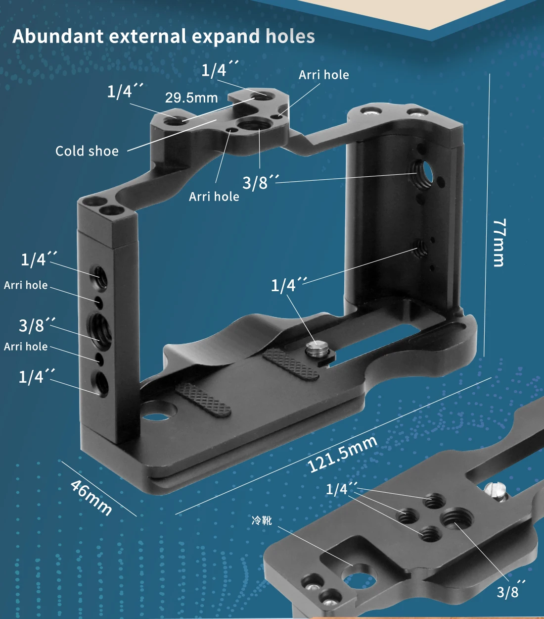 Formanschluss DSLR-Kamerakäfig Stabilisator Rig Kaltschuhhalterung 1/4 3/8 für Sony ZV-1 Ver.IVlog Schutzhülle Stativ Kugelkopf – Detail 6