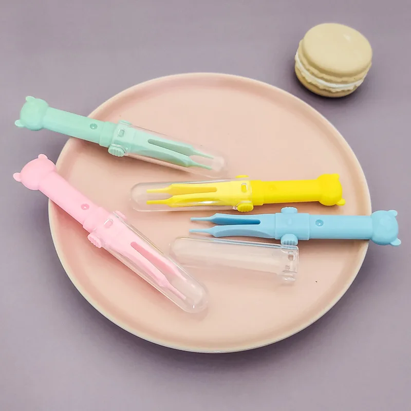 Baby Clean Tweezer Ear Nose Secretion Cleaning Clip Cartoon Flat Tip Plastic Tweezer Baby Daily Care Care Cleaning Supplies