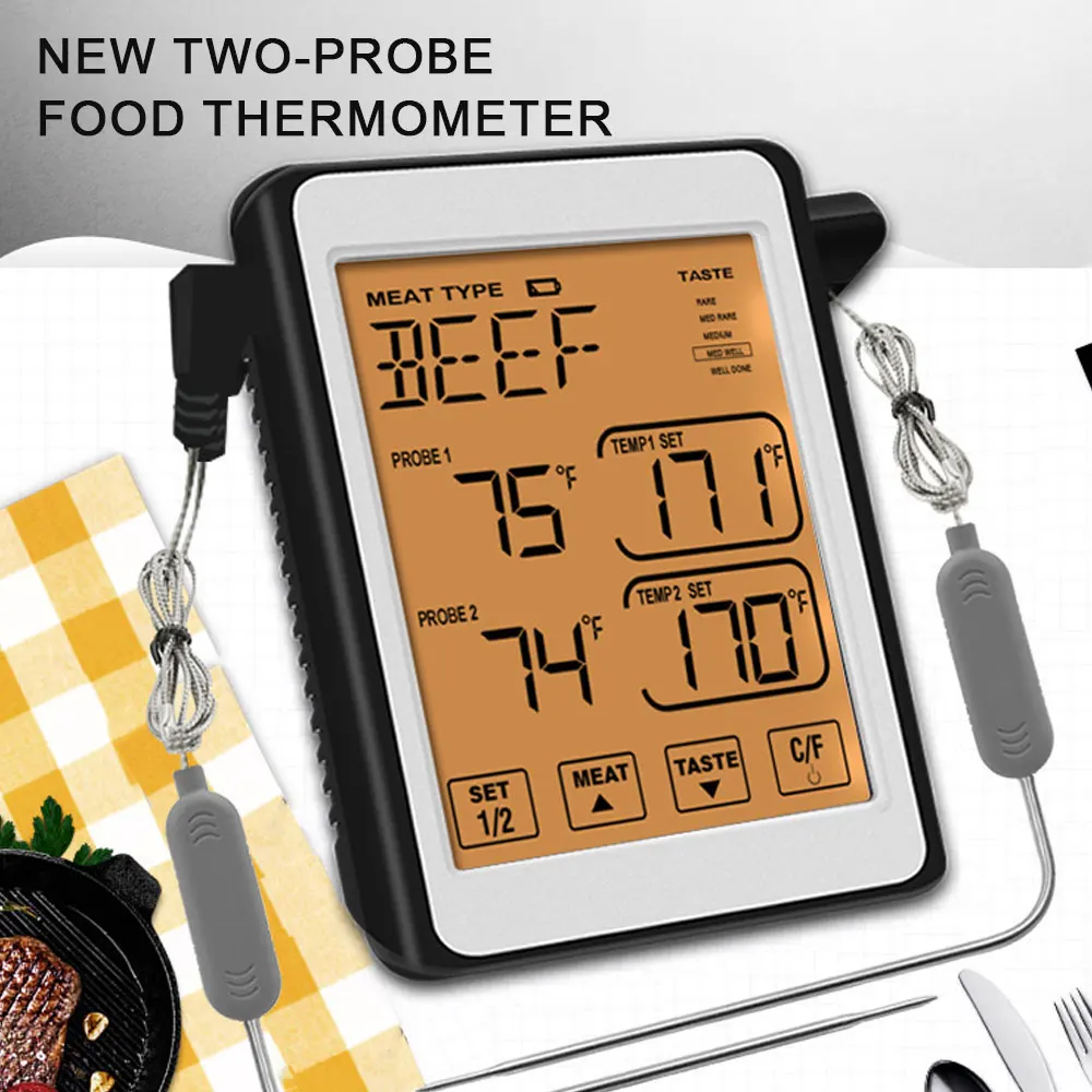 Digital Timing Food Thermometer Temperature Meter with Timer Function Meat  Probe Electronic Kitchen Tools For Cooking BBQ Oven - AliExpress