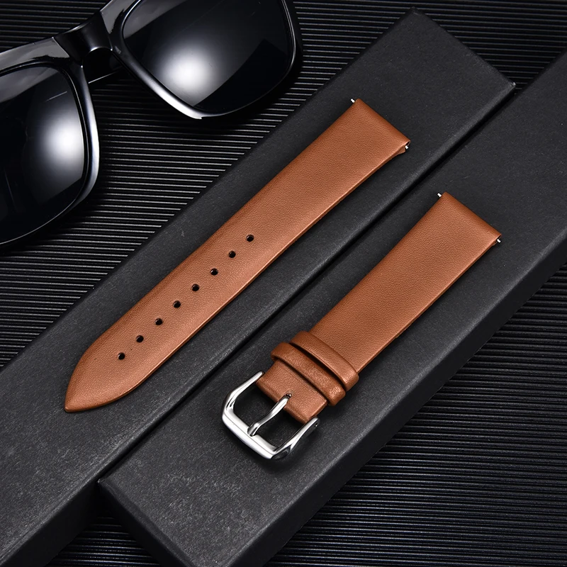 

Ultra-thin Soft Calfskin Leather Watchband 14mm 16mm 18mm 20mm 22mm Replacement Men Women Bracelet Watch Straps Accessories