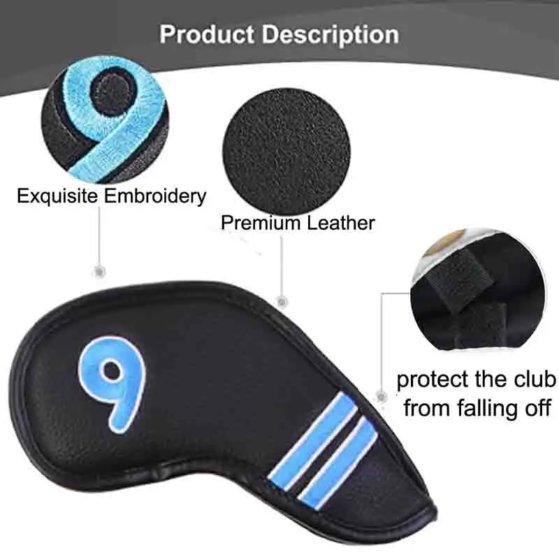 11 Golf Club Head Covers, Faux Leather, Durable, Soft Golf Club Head Covers, Magnet Closed Design, Golf Accessories 2