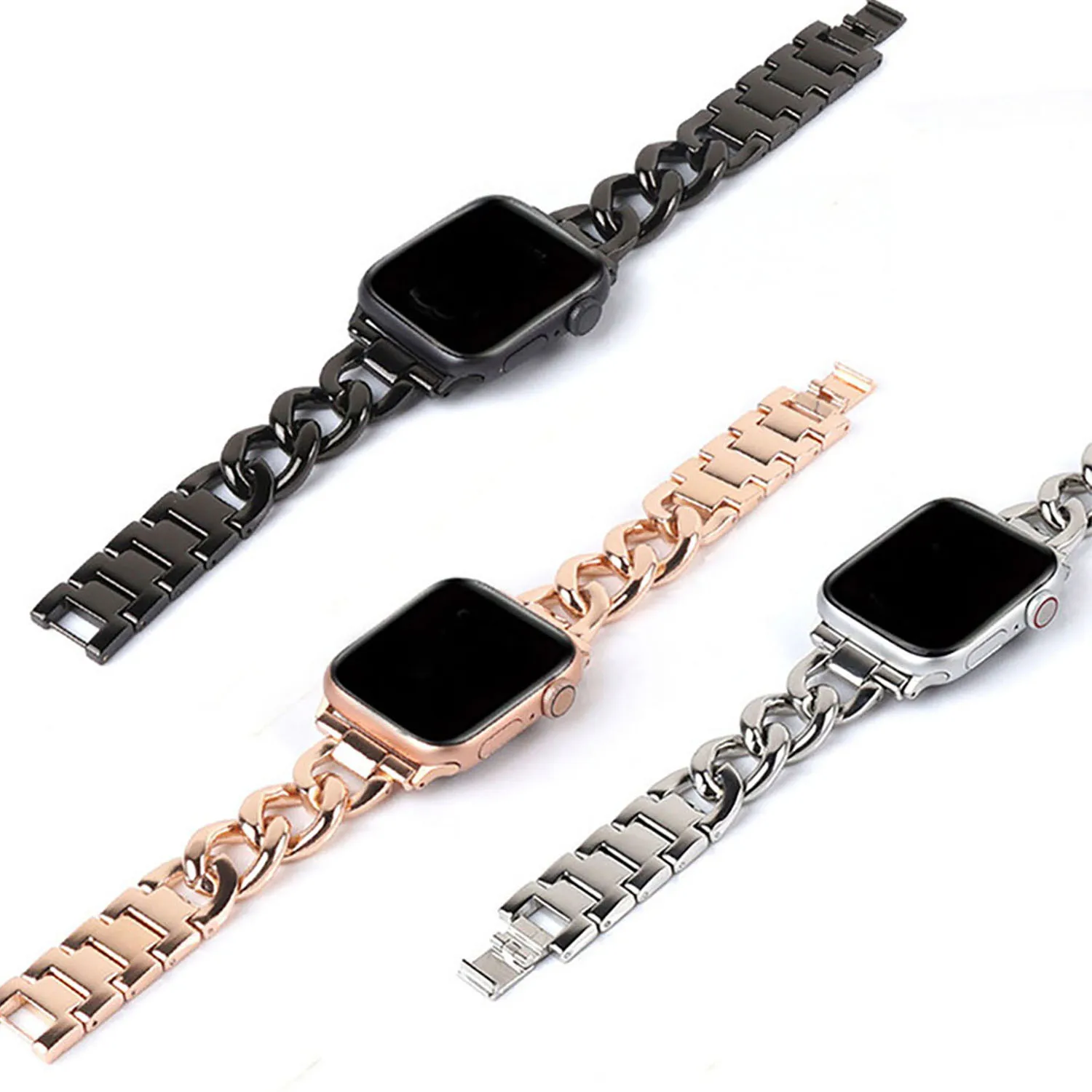 애플 워치 밴드용 스트랩, 여성용 체인 팔찌, 아이워치 시리즈 7, 8, 6, SE, 5, 4, 3 용, 49mm, 44mm, 40mm, 38mm, 42mm, 41mm, 45mm