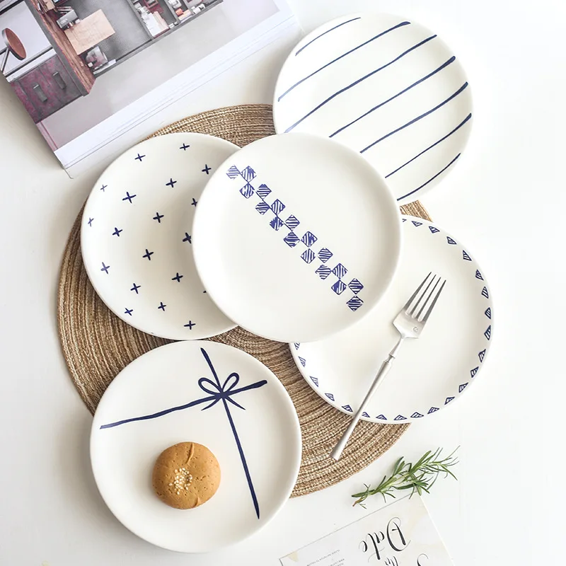 

Creative 8 Inch Bone China Breakfast Plate Tableware Set Ceramic Dinner Salad Plates Vegetable Plate Dining Room Dinner Plate
