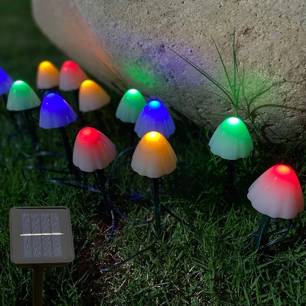 

High Quality Garden LED Lamps Solar Outdoor Garlands Garden Lighting Decoration Mushroom Fairy Light Patio Pathway Waterproof