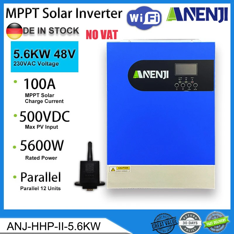 Inverter Solare Ibrido 5.6Kw 48V 220V Inverter Sine Off Grid Puro Pv 500V Regolatore Di Carica Solare Mppt 100A Integrato Parallelo