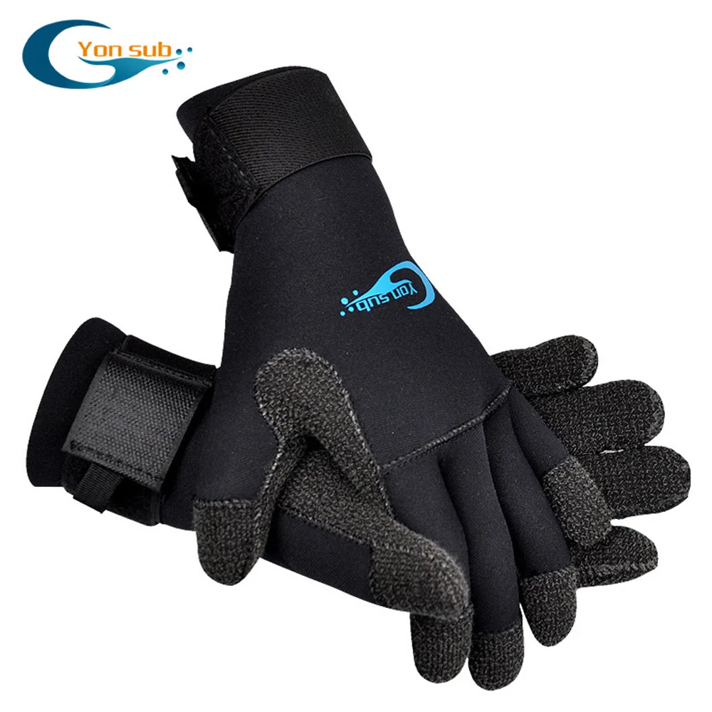 New 3MM Kevlar Adult Diving Gloves Warm Underwater Hunting Cutproof, Non  slip Fishing Black Adjustable Swimming Diving Gloves