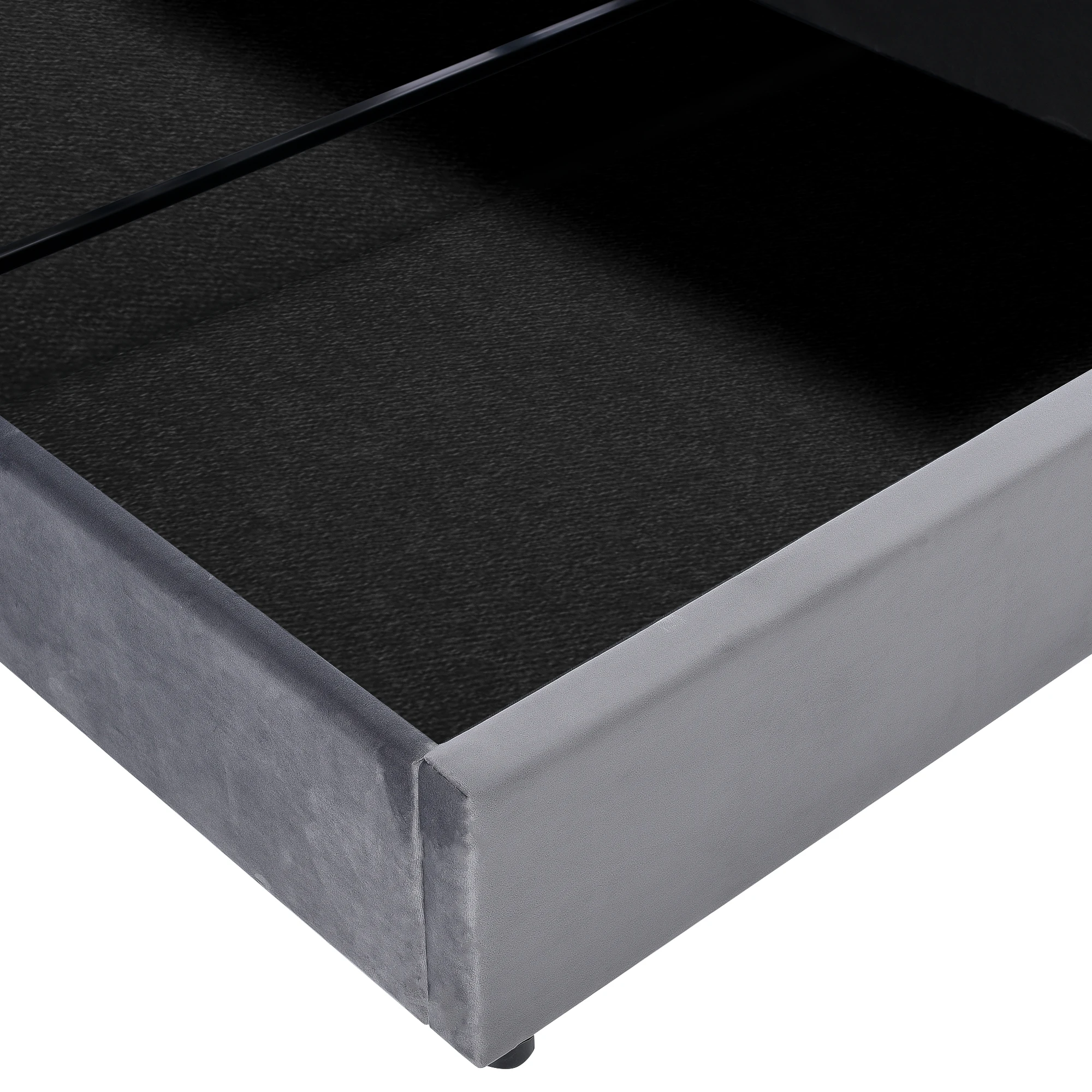 Hydraulisches Doppelbett mit Polsterung, 140 x 200 cm, verstellbares Kopfteil, Bett mit Metallrahmen und Lattenrost, Samt, modernes Bettgestell mit – Detail 11