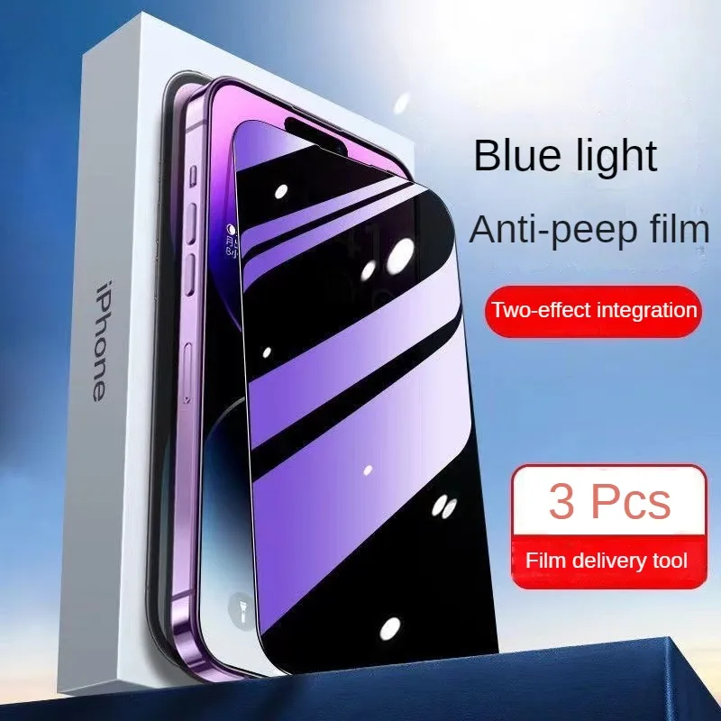 

Закаленное защитное стекло с защитой от синего света для iPhone, защитные пленки, 15,14,13,12,11Pro,Mini,X,XR,XS,Max,SE,8,7,6,6S Plus,3 шт.