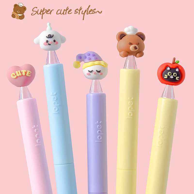 4 Pcs/Set Cute Retractable Gel Pen Set 0.5mm Fine Point Black Quick-Drying Ink Smooth Writing Pens for School Study & Office