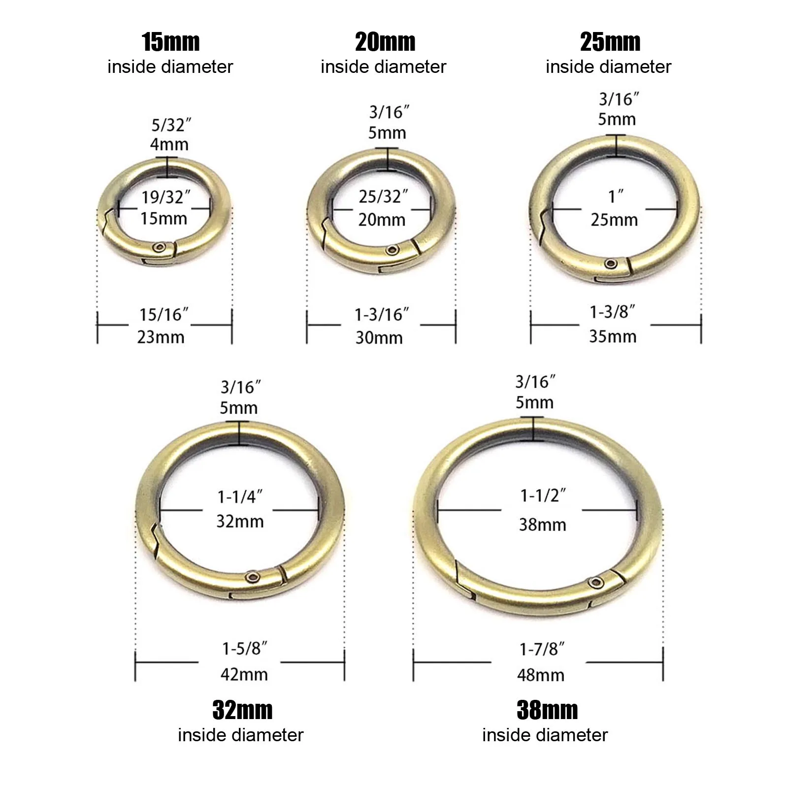 Spring Gate O Ring Openable Keyring Key Leather Bag Handbag Belt Strap Findings Pendant Buckle Snap Clasp Clip Trigger Hook spring gate o ring