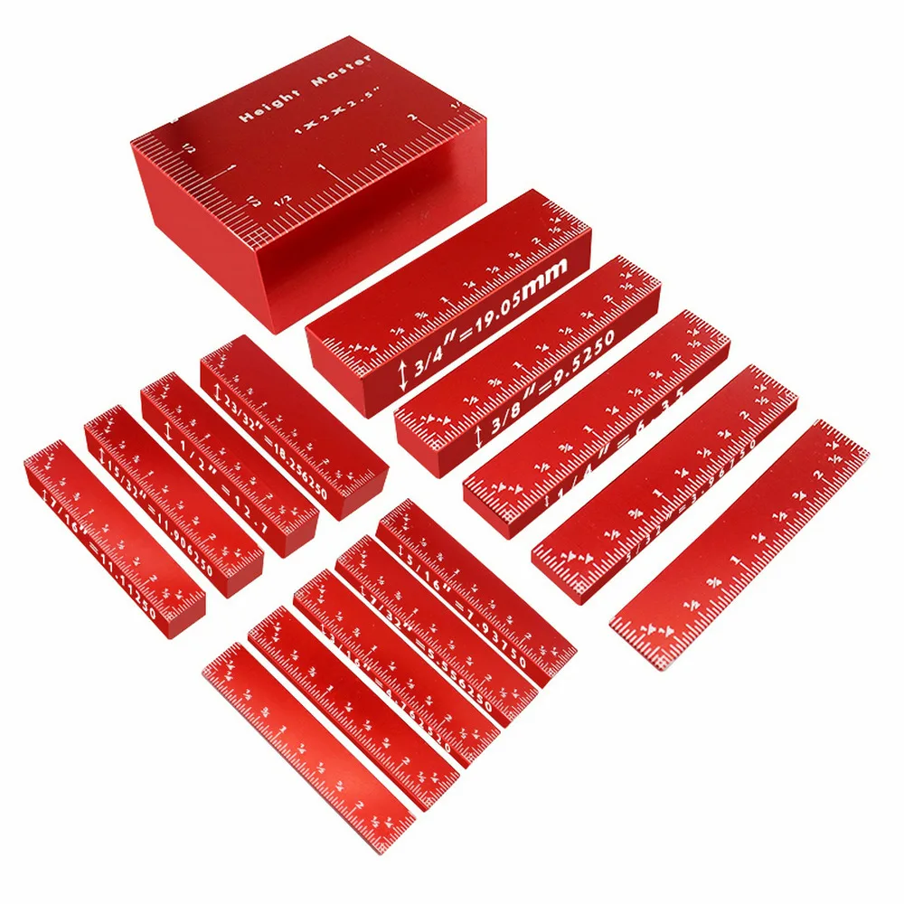 

17PCS Setup Blocks Height Gauge Set Precision Aluminum Setup Bars For Router And Table Saw Accessories 1/16" Woodworking Set Up