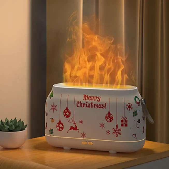 

Christmas Atmosphere Decorations Flame Effect Mute Humidifier Essential Oil Addible Christmas Aroma Diffuser