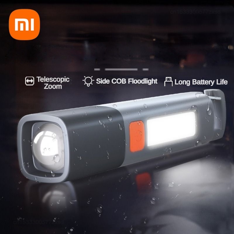 Xiaomi USB Charging LED Flashlight 3 Modes Portable Strong Light Zoom Torch Outdoor Camping Lamp Lantern Waterproof Flashlights