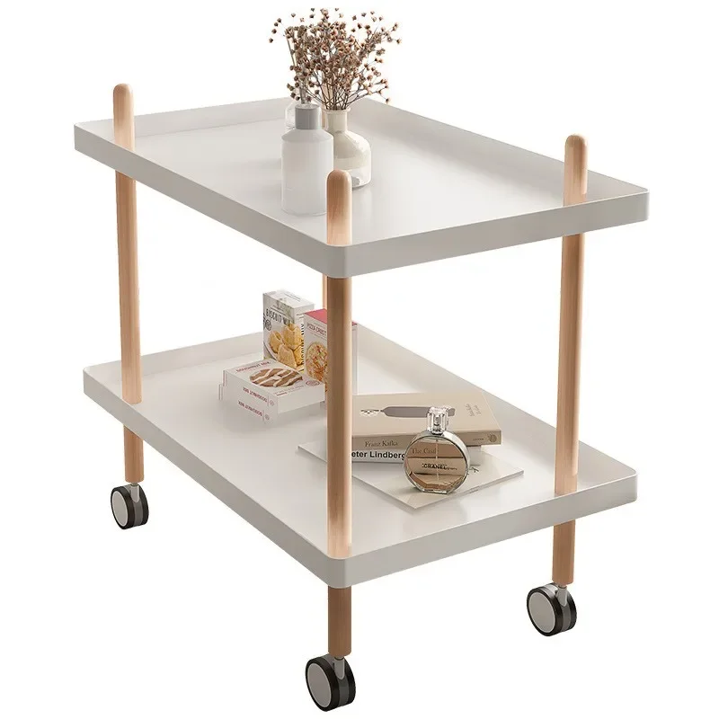Storage Rack Small Cart Mobile Sofa Bedside Table Minimalist Mini Solid Wood Edge Corner Table