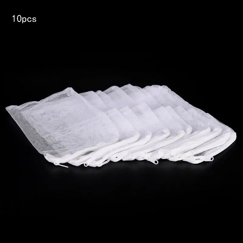 10 Pcs 수족관 필터 가방 물고기 탱크 미디어 메쉬 필터 가방 활성 탄소 생물권 세라믹 반지에 대 한 지퍼와 그물 가방