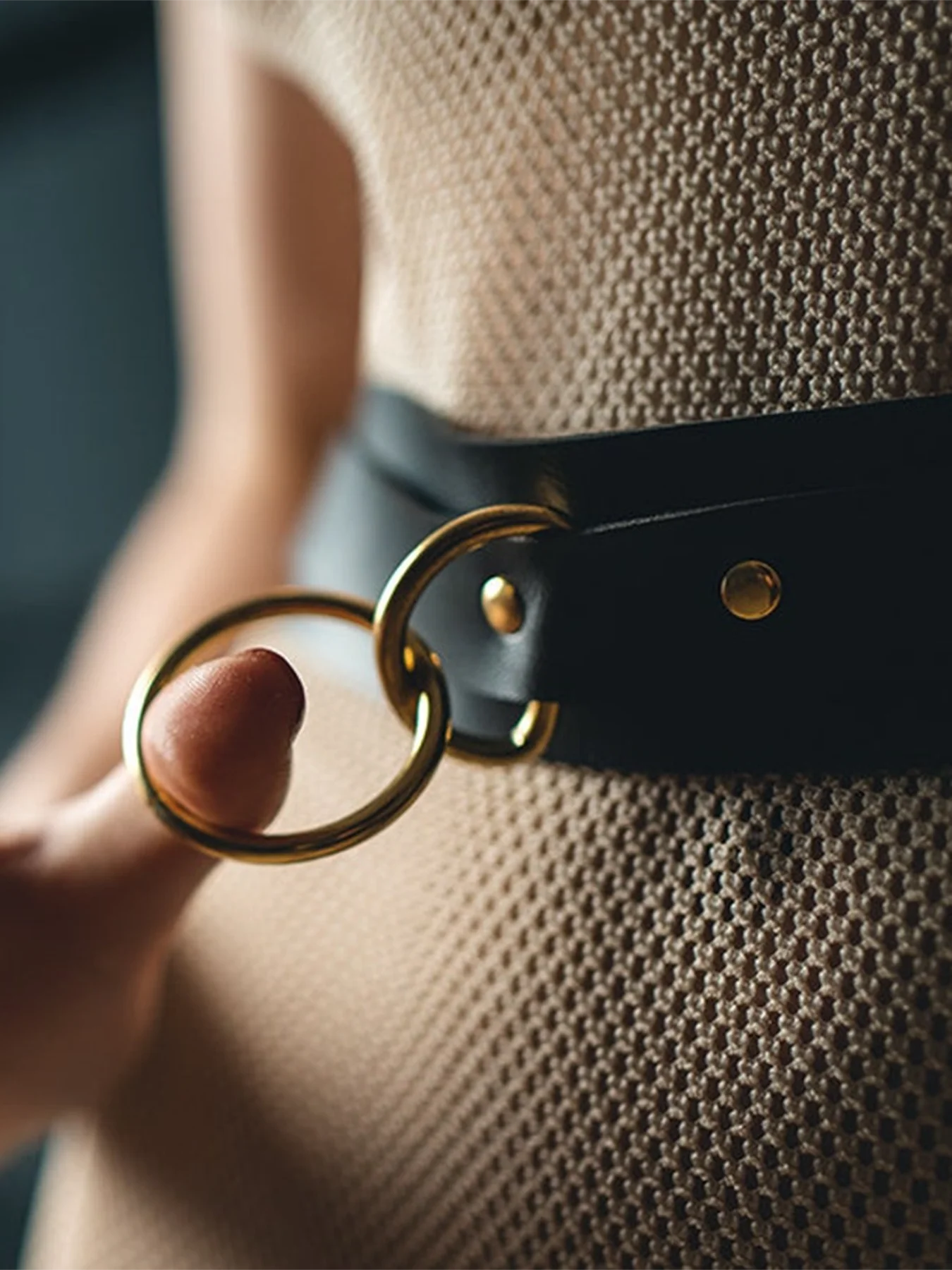 Elegant Women's PU Belt with Gold Decorative Ring
