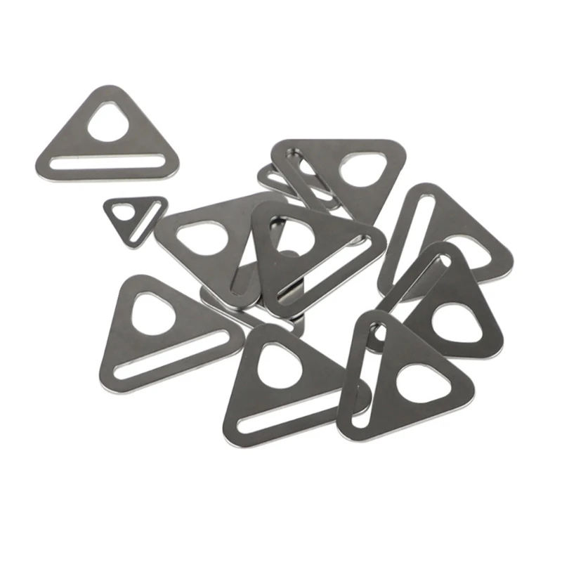 10pcs 15/2 /25/32mm Metal Adjuster Triangle Ring with Bar Swivel Clip D Buckles RV tent pull point reinforcement triangle buckle