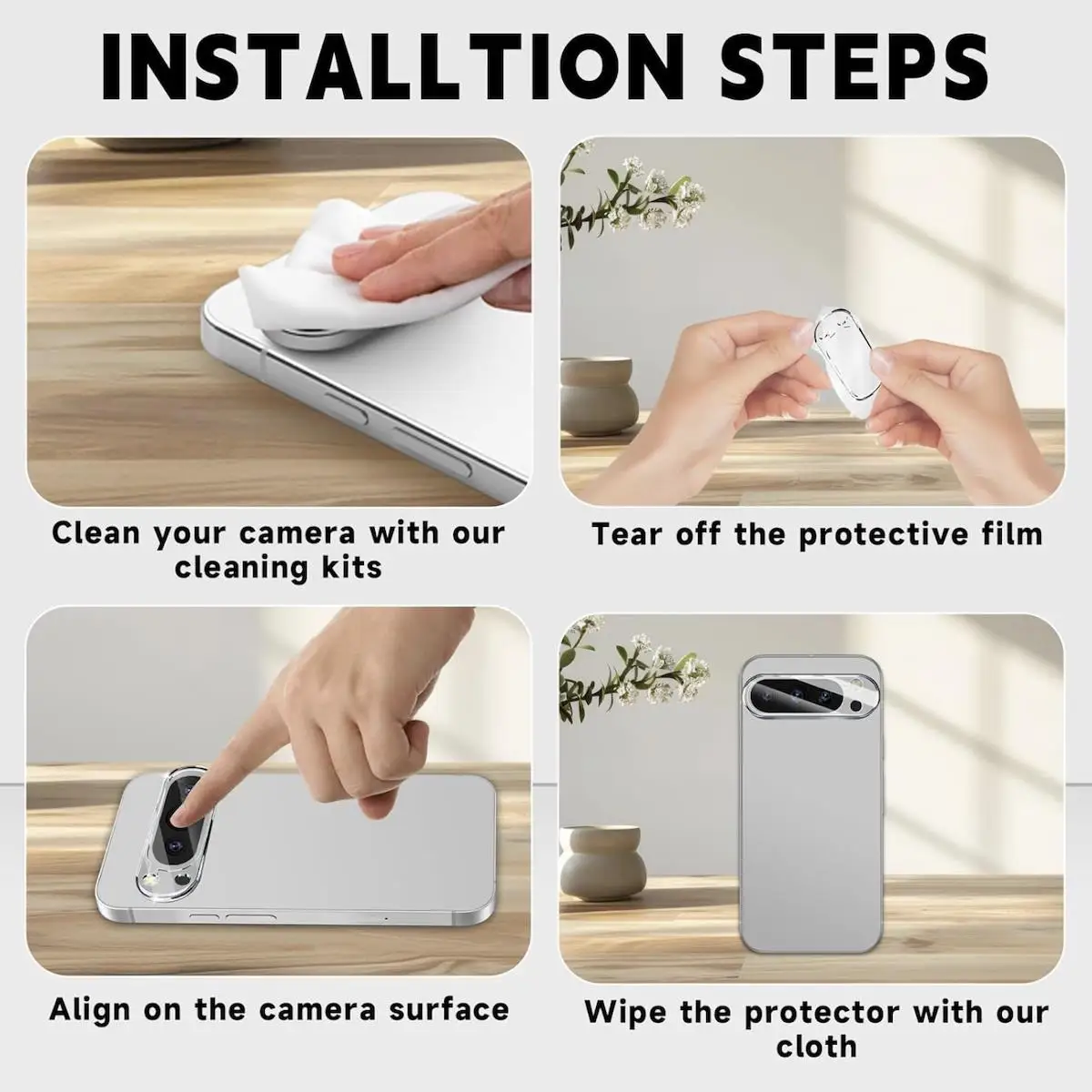 3-Pack Camera Lens Protective Film - Scratch and Impact Resistant Tempered Glass