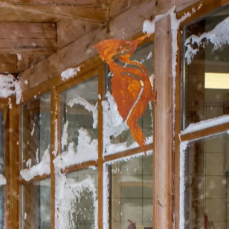 Rusty Metal Bird Silhouettes - Woodpecker & Robin Garden Fence Decor. Ideal Country-Style Yard and Gardening Art