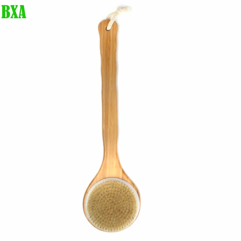 

BXA Wooden Handle Natural Bristle Bath Brush Exfoliating Wooden Body Massage Shower Brush SPA Woman Man Skin Care Dry Body Brush